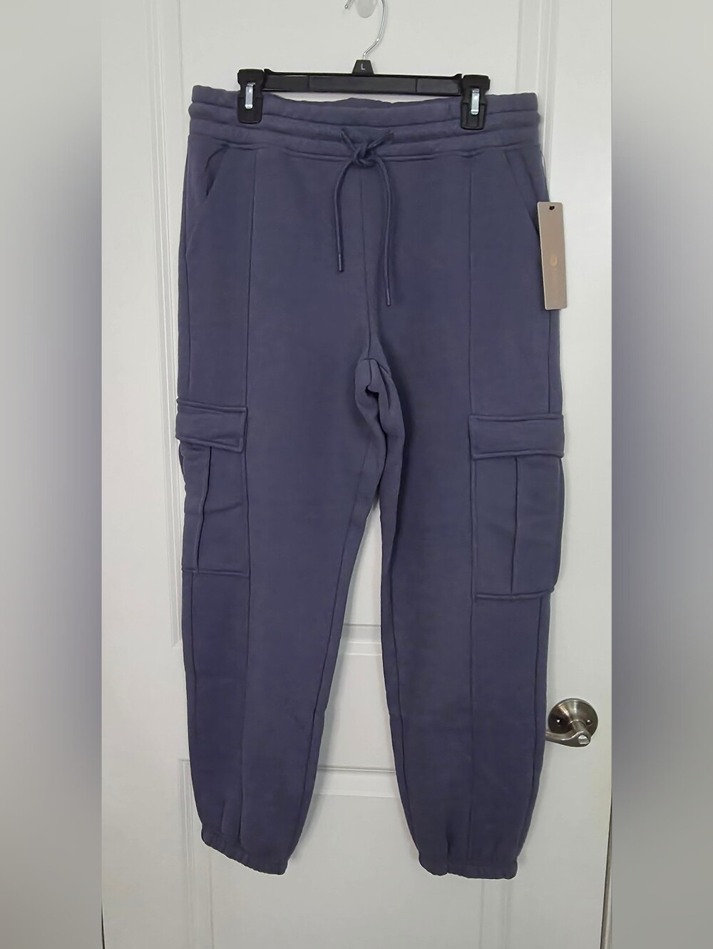 Men's Cargo Sweatpants with Drawstring Waist - Blue Gray